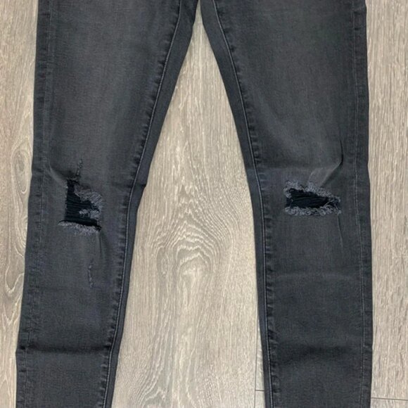 NEON BLONDE Skinny Jeans Distressed Raw hem Black Denim High rise waist Size 25 - Picture 10 of 14